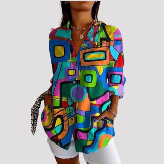 Nina - Kunstnerisk Print Bluse