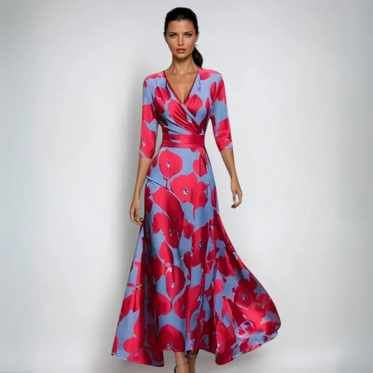 Luna – Elegant lang kjole med blomsterprint